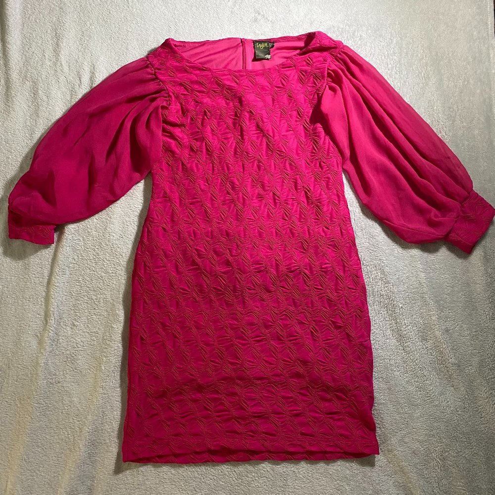 Taylor || Hot Pink Dress with Puff Sleeves || Size 10